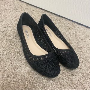 Black lace flats